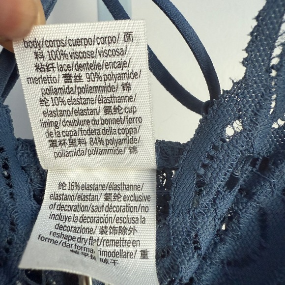 PINK Victoria's Secret Dainty Slip Blue Crochet Lace Spaghetti Strap Mini S NWT - Picture 5 of 9